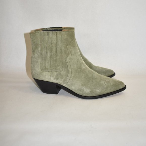 $700 Isabel Marant Derlyn Pointy Toe Boot SUEDE KHAKI GREEN 39 (TC14) - Picture 2 of 8